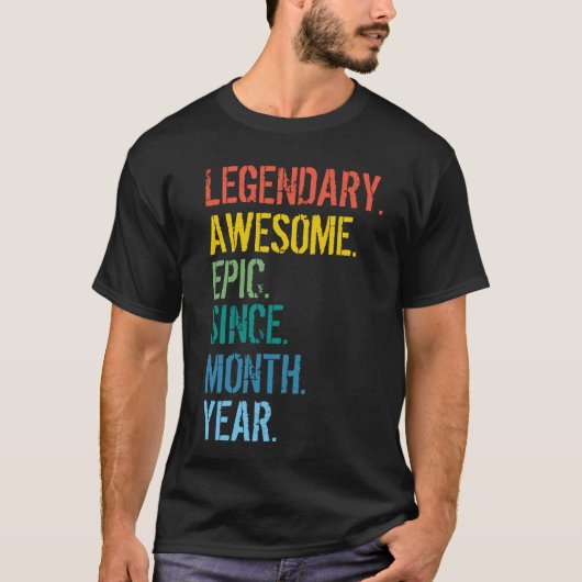 Aangepaste maand en jaar geboorte T-shirt (Voorkant)