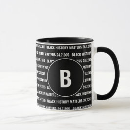 Aangepaste maand zwart monogram mok