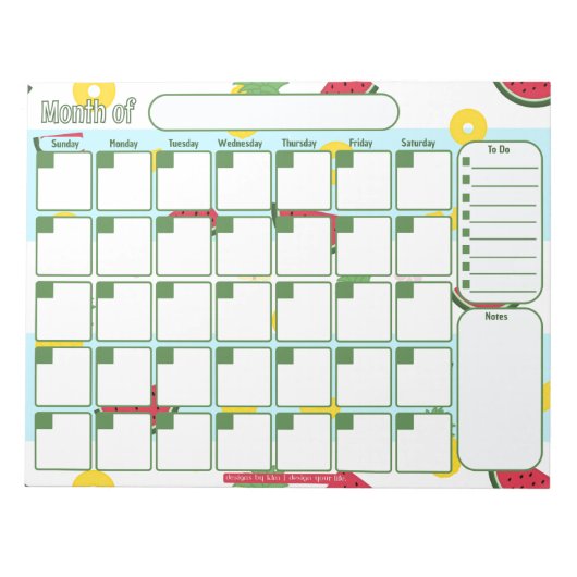 Aangepaste maandelijkse planner | ananaswatermeloe notitieblok (Voorkant)