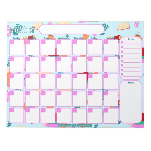 Aangepaste maandelijkse planner | Gezellig boek li Notitieblok (Voorkant)