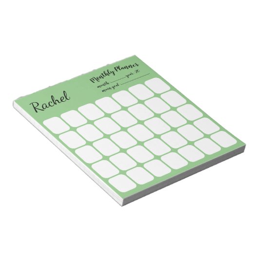 Aangepaste maandelijkse planner met Notitieblok na (Schuin)