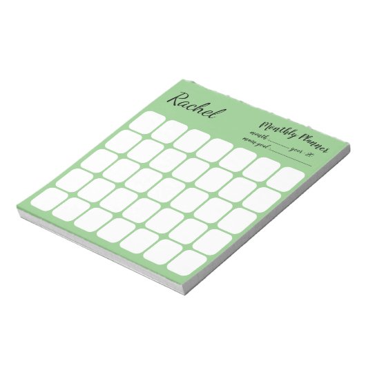 Aangepaste maandelijkse planner met Notitieblok na (Linkerzijde)