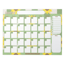 Aangepaste maandelijkse planner | Zonnebloem gepla Notitieblok