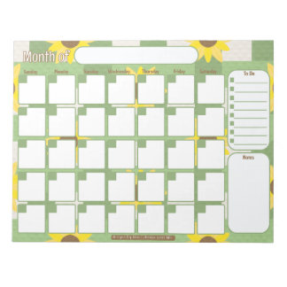 Aangepaste maandelijkse planner | Zonnebloem gepla Notitieblok