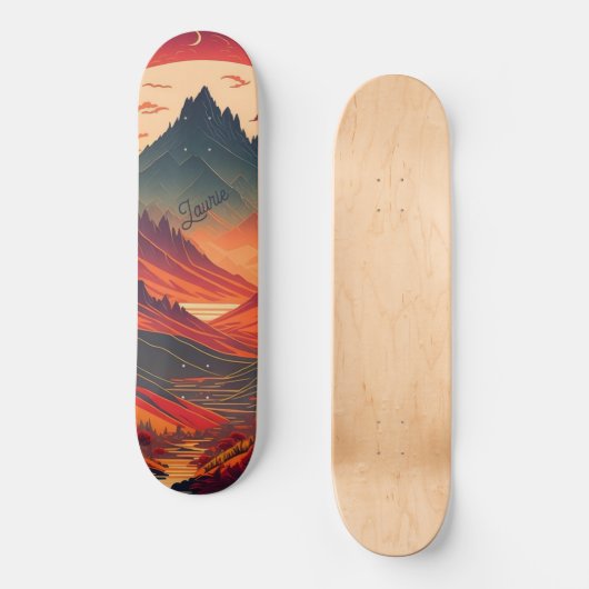 Aangepaste maanlicht berg waterverf persoonlijk skateboard (Voorkant)