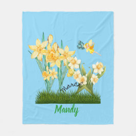 Aangepaste maart Geboorte Bloemen & Steen Fleece Deken