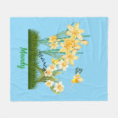 Aangepaste maart Geboorte Bloemen & Steen Fleece Deken (Voorkant (Horizontaal))