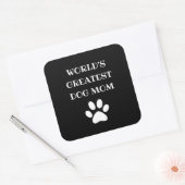 Aangepaste maatstekst voor mam van de grootste hon vierkante sticker (Envelop)