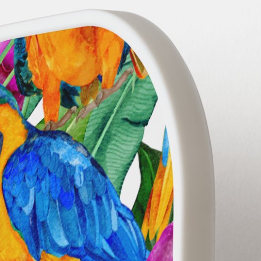 Aangepaste MacAw Orchidee Witte Pickleball Paddle (Links Detail)