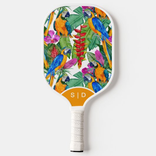 Aangepaste MacAw Orchidee Witte Pickleball Paddle (Achterkant)