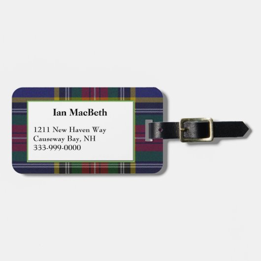 Aangepaste MacBeth-tartan geruite bagtag Bagagelabel (Voorkant horizontaal)