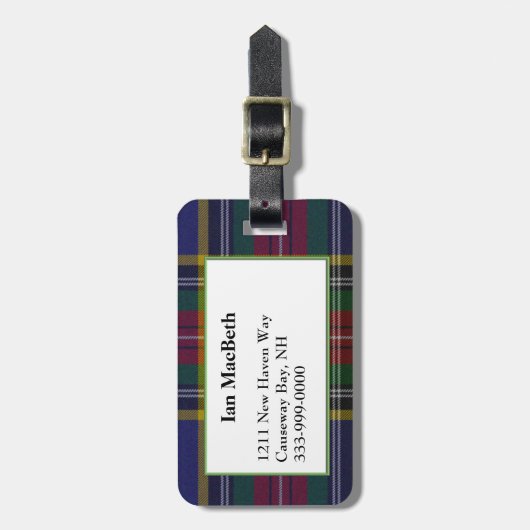 Aangepaste MacBeth Tartan Plaid Bagagelabel (Voorkant verticaal)