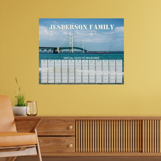 Aangepaste Mackinac-brug Verjaardagskalender Poster (Woonkamer 2)