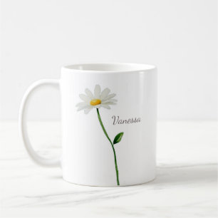 aangepaste madelief gepersonaliseerd chic koffiemok