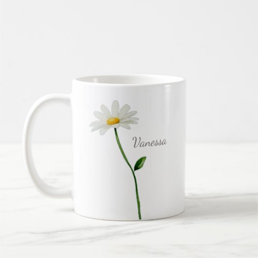 aangepaste madelief gepersonaliseerd chic koffiemok (Links)
