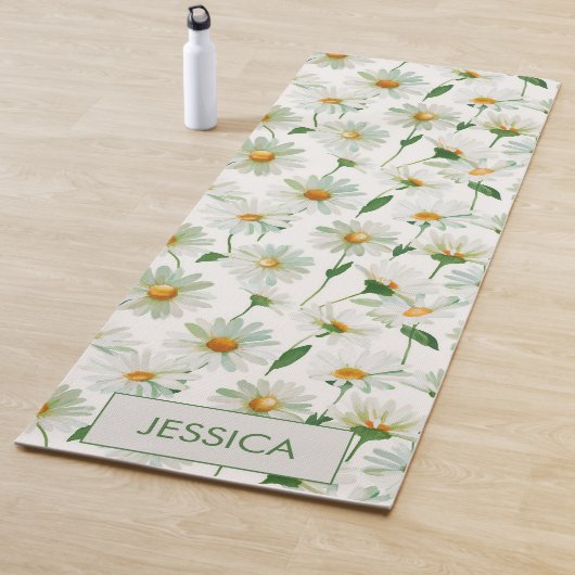 Aangepaste madeliefjes waterverf bloempatroon yogamat (In situ)