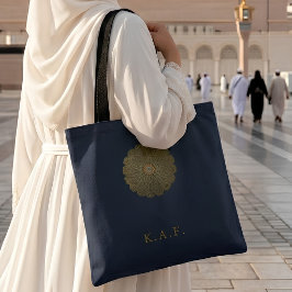 Aangepaste Madinah Navy Islamitische Rozet Tote Bag