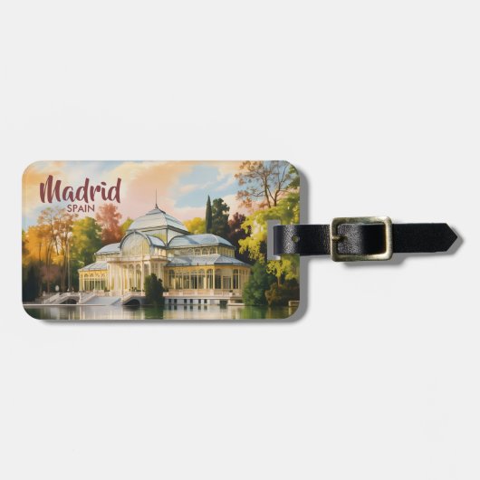 Aangepaste Madrid Spanje Palacio de Cristal Aquare Bagagelabel (Voorkant horizontaal)