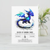 Aangepaste magische draak digitale jongen verjaard kaart (Staand voorkant)