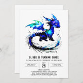 Aangepaste magische draak digitale jongen verjaard kaart (Voorkant / Achterkant)