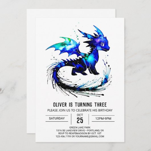 Aangepaste magische draak digitale jongen verjaard kaart (Voorkant / Achterkant)