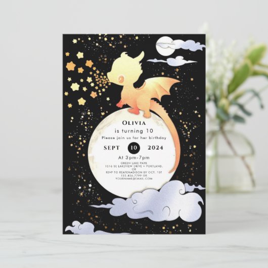 Aangepaste Magische Draak Verjaardag Kaart (Staand voorkant)