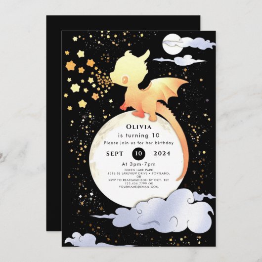 Aangepaste Magische Draak Verjaardag Kaart (Voorkant / Achterkant)