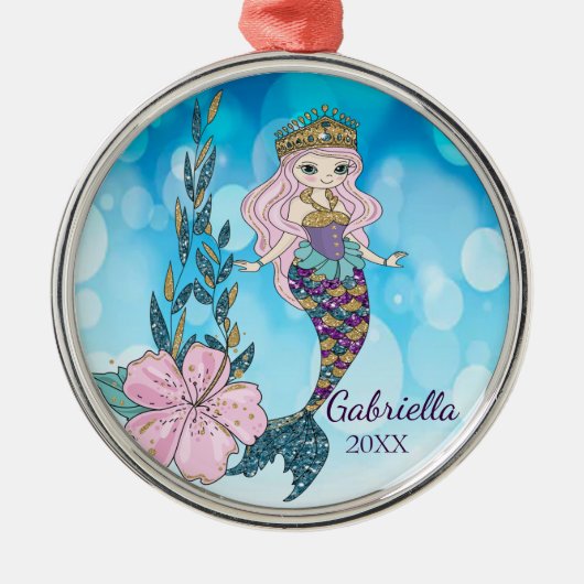 Aangepaste Magische Glitter Mermaid Ornament (Voorkant)