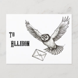 Aangepaste Magische Owl Black en White Flight Post Briefkaart