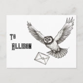 Aangepaste Magische Owl Black en White Flight Post Briefkaart (Voorkant)