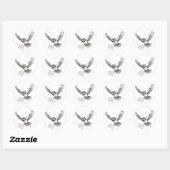 Aangepaste Magische Owl Black en White Flight Post Ronde Sticker (Vel)