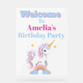 Aangepaste Magische Regenboog Eenhoorn Verjaardag  Acryl Bord (Voorkant)