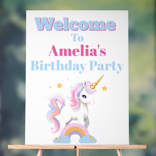 Aangepaste Magische Regenboog Eenhoorn Verjaardag Acryl Bord (Neutraal)