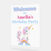 Aangepaste Magische Regenboog Eenhoorn Verjaardag  Acryl Bord (Hoek)