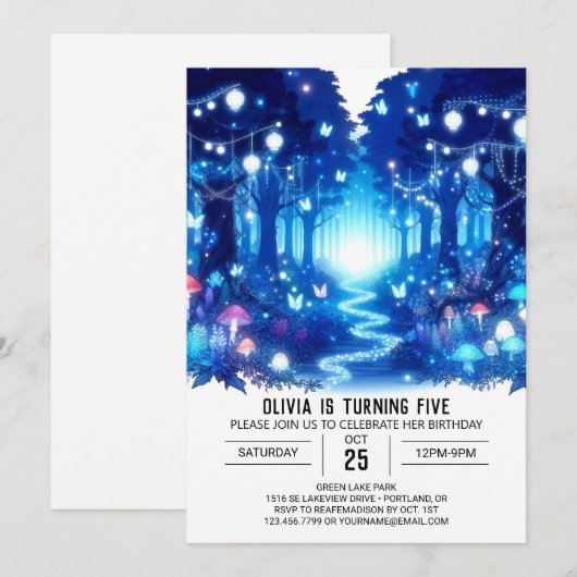 Aangepaste magische Woodland digitale verjaardag Kaart (Voorkant / Achterkant)