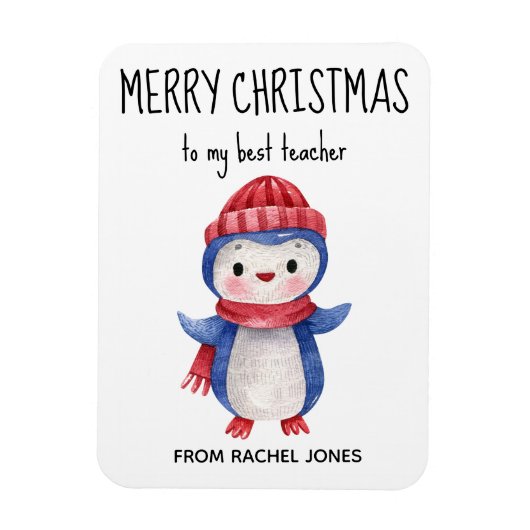 Aangepaste magneet Beste leraar Vrolijk Kerstfeest (Verticaal)