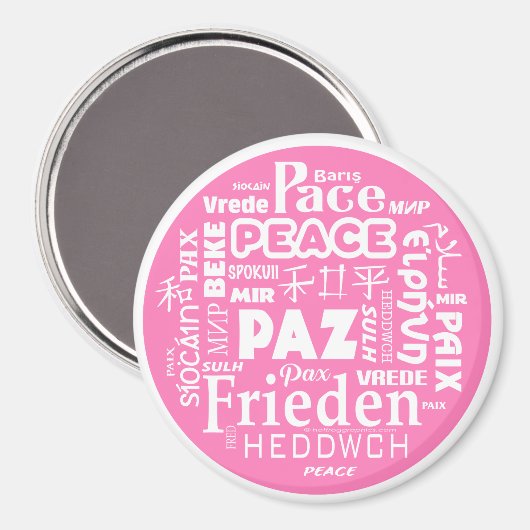 Aangepaste magneet roze vrede (Voorkant / Achterkant)