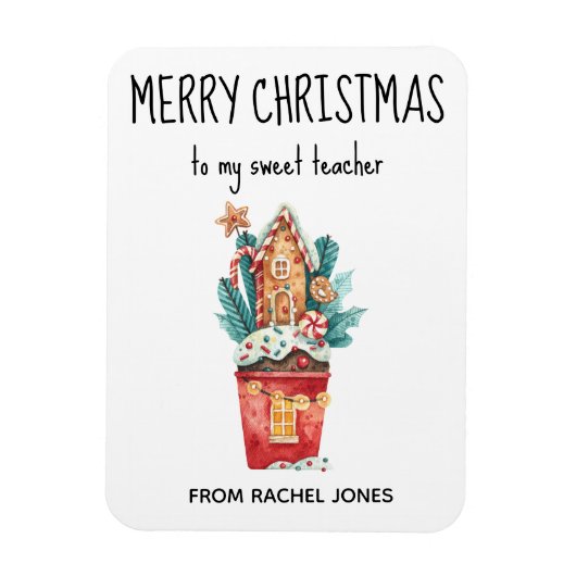 Aangepaste magneet Sweet Teacher Vrolijk Kerstfees (Verticaal)