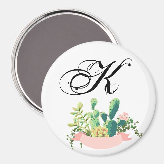 Aangepaste Magnet Bohemian Cactus Succulents Des (Voorkant / Achterkant)