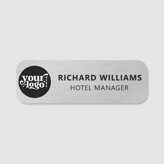 Aangepaste magnetisch | Veiligheidspin Faux Silver Naamplaatje (Voorkant)