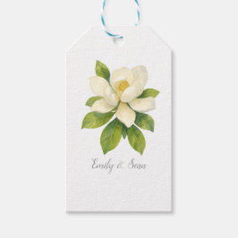 Aangepaste Magnolia Bloem Aangepast Trouw Monogram Cadeaulabel