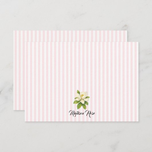 Aangepaste Magnolia Schilderij Stripe Preppy Bedankkaart (Voorkant / Achterkant)