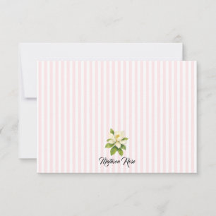 Aangepaste Magnolia Schilderij Stripe Preppy Bedankkaart