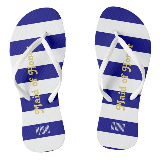 Aangepaste Maid of Honor Teenslippers - Navy Blue (Voetbed)