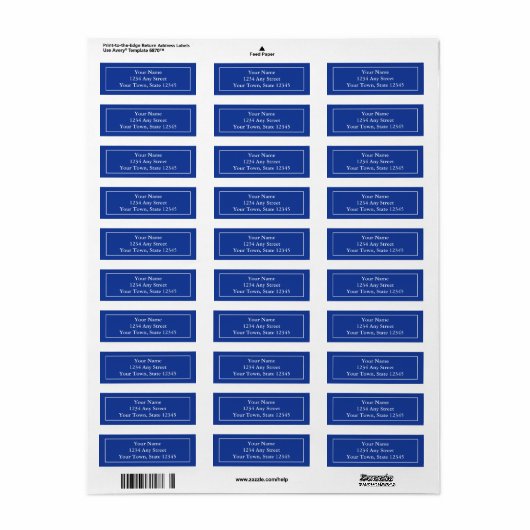 Aangepaste mailing Adresetiketten - Navy Blue Etiket (Full Sheet)