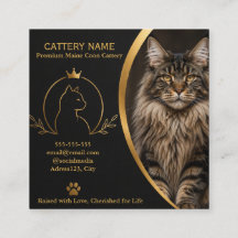 Aangepaste Maine Coon Fokkerij Bedrijfskaart met F