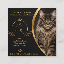 Aangepaste Maine Coon Fokkerij Bedrijfskaart met F Vierkante Visitekaartje