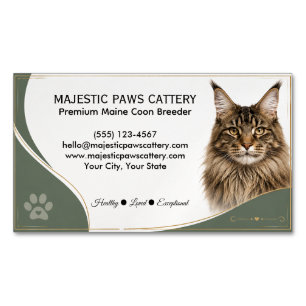 Aangepaste Maine Coon Fokkerij Kat Fokkelaar Magnetisch Visitekaartje