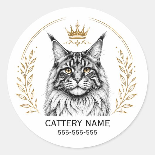 Aangepaste Maine Coon Fokkerij Ronde Sticker met T (Voorkant)