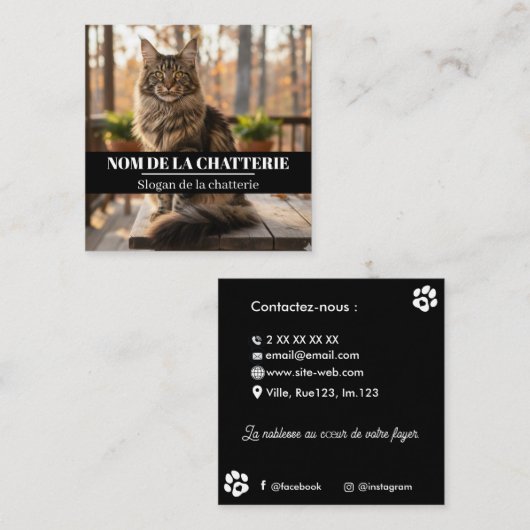 Aangepaste Maine Coon fokkerij Vierkante Visitekaartje (Voorkant / Achterkant)